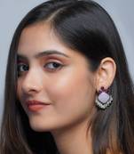 German silver plated pink stone earring