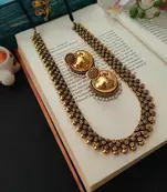 Golden long kolapuri necklace