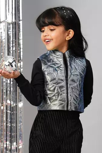 Glam up party grey shimmer jacket
