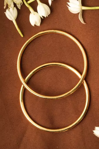 Plain Gold Plated Bangles Set Of 2
