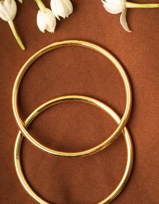 Plain Gold Plated Bangles Set Of 2 3