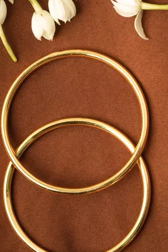 Plain Gold Plated Bangles Set Of 2