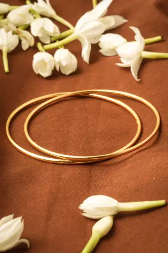 Plain Gold Plated Bangles Set Of 2