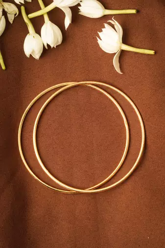 Plain Gold Plated Bangles Set Of 2