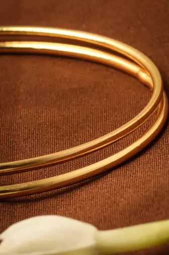 Plain Gold Plated Bangles Set Of 2