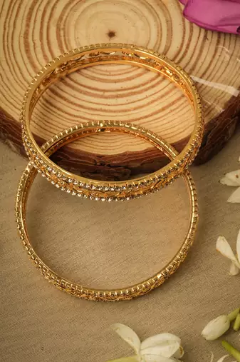 Set of 2 Bangles and Bracelets with American Diamonds