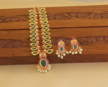 Ad stone gold platted mango necklace set 1
