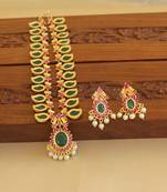 Ad stone gold platted mango necklace set