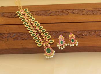 Ad stone gold platted mango necklace set 2