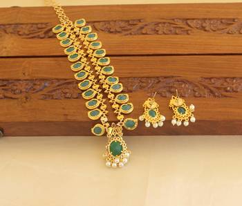 Ad stone gold platted mango necklace set 3