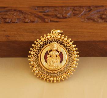 Kerala style gold platted lakshmi palakka pendant 1