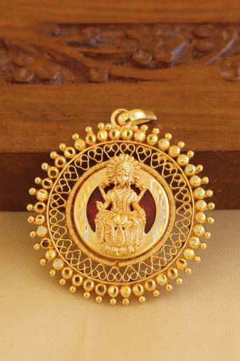Kerala style gold platted lakshmi palakka pendant