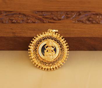 Kerala style gold platted lakshmi palakka pendant 1