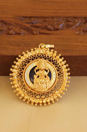 Kerala style gold platted lakshmi palakka pendant