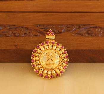 Kerala style gold platted lakshmi palakka pendant 1