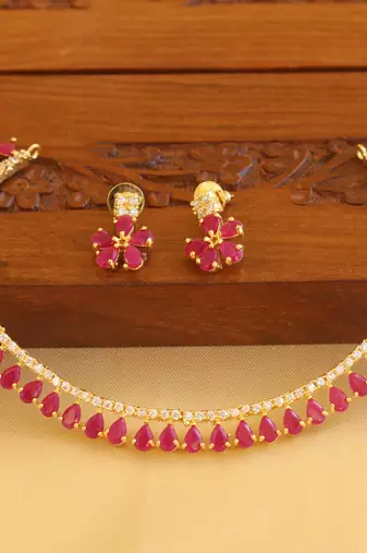 Gold platted cz necklace set