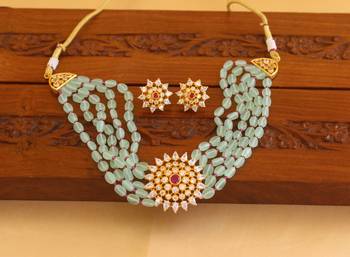 Designer cz beads chocker necklace set 1