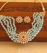 Designer cz beads chocker necklace set