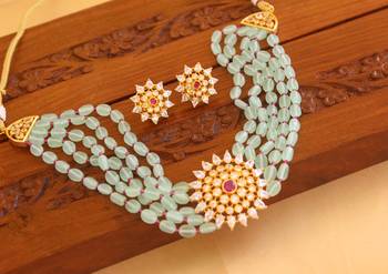 Designer cz beads chocker necklace set 2