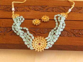 Designer cz beads chocker necklace set 3