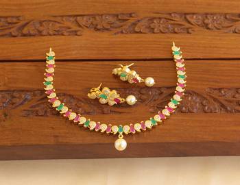Gold platted cz necklace set 1