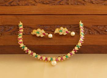 Gold platted cz necklace set 2