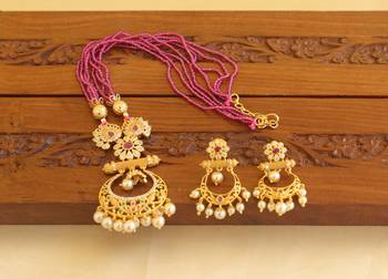 Gold platted peacock beads necklace set 2