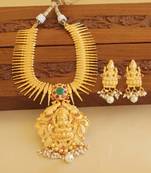 Gold platted lakshmi necklace set
