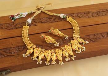 Gold platted peacock necklace set 3
