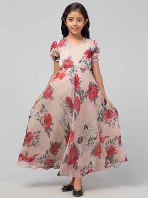 Long Dress For Girls In Printed Georgette Fabric 1