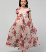 Long Dress For Girls In Printed Georgette Fabric