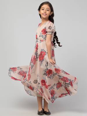 Long Dress For Girls In Printed Georgette Fabric 4