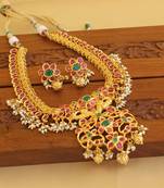 Gold platted peacock necklace set