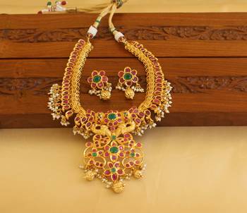 Gold platted peacock necklace set 2