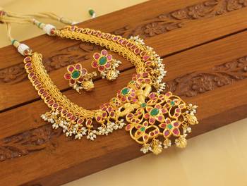 Gold platted peacock necklace set 3