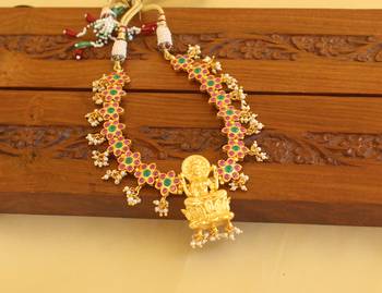Gold platted lakshmi necklace set 1