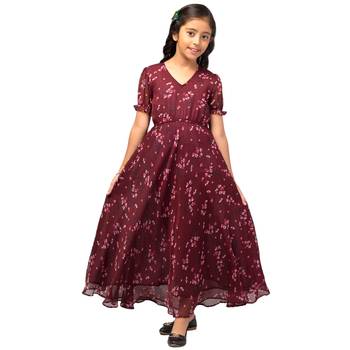 Long Dress For Girls In Printed Chiffon Fabric 1