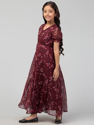 Long Dress For Girls In Printed Chiffon Fabric 4