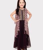 Tiny kingdom wine colored zari worked georgette palazzo set for girls