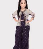 Tiny kingdom wine colored sequins georgette palazzo set for girls