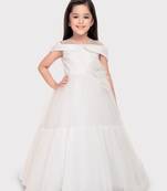 Betty white colored pearl net gown for girls
