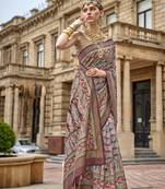 Kimisha women's wine silk saree with unstitched blouse piece