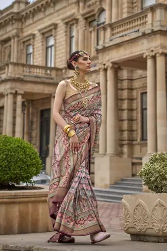 Kimisha women's wine silk blend saree with unstitched blouse piece