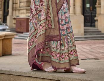 Kimisha women's wine silk blend saree with unstitched blouse piece 3