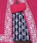 Blue tie and dye unstitched dress material