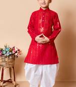 Nfc creation embroidery and sequins work cotton kurta and patiyala set for boys