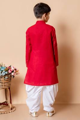 Nfc creation embroidery and sequins work cotton kurta and patiyala set for boys 2