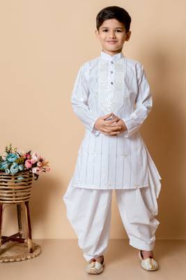 embroidery and sequins work cotton kurta and patiyala set for boys 1