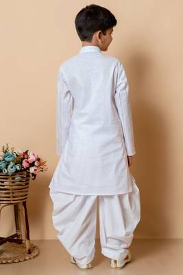 embroidery and sequins work cotton kurta and patiyala set for boys 2