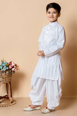 embroidery and sequins work cotton kurta and patiyala set for boys 3